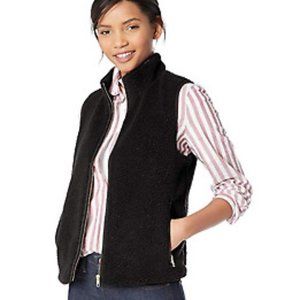 JCrew Black Faux Sherpa Vest with Gold Zipper